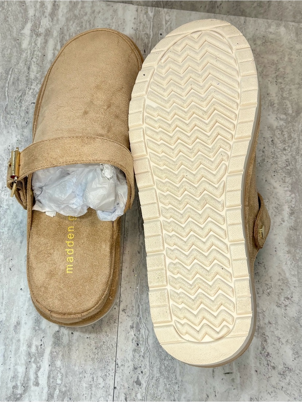 Madden Girl Graham Tan Beige Convertible Strap Platform Clogs Mules Sz 8M - Picture 7 of 8